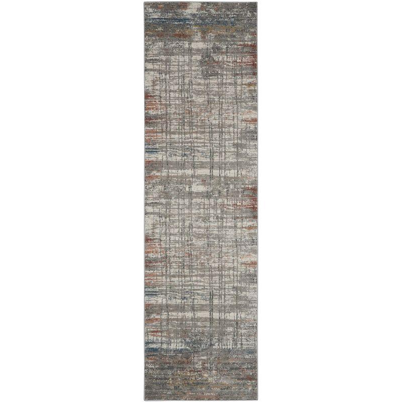 Nourison Rustic Textures Modern Distressed Indoor Area Rug Grey/Multi 2'2" x 7'6"