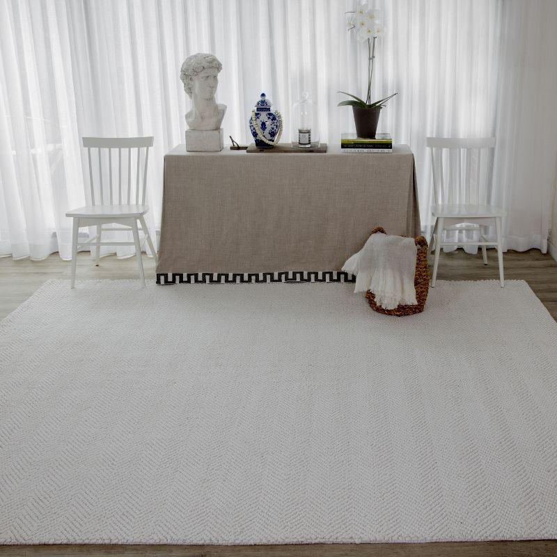 5'X8' Solid Woven Area Rug Ivory - Erin Gates By Momeni: Modern Low Pile Handmade Rectangle, Indoor Use, Spot Clean