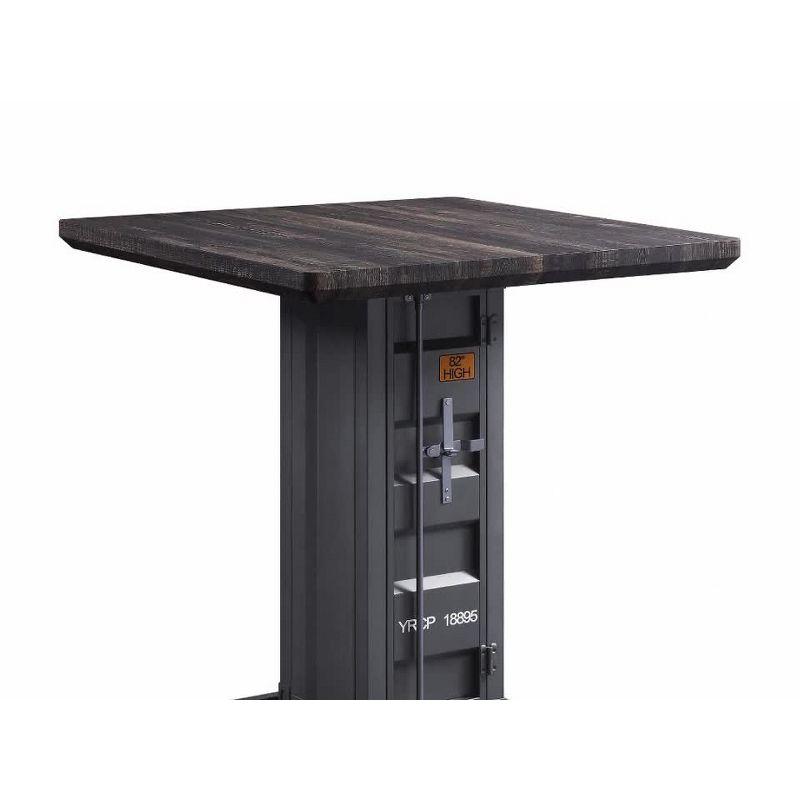 36" Cargo Accent Table Antique Walnut/White - Acme Furniture: Square Counter Height, 4-Seater, Wood & Metal Frame