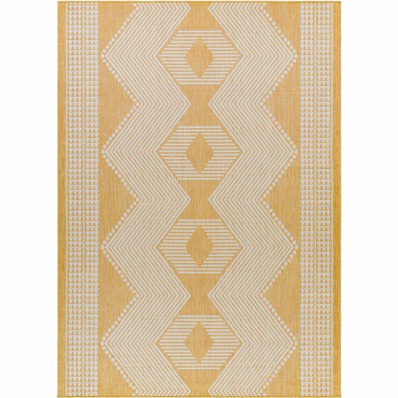 Evana Mustard and Off White Polypropylene Area Rug 6'7" x 9'