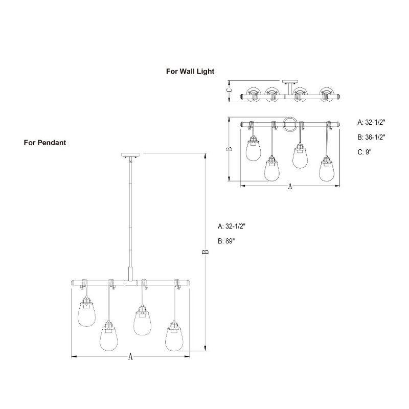 Kassidy 32.5'' Black and Natural Brass Four-Light Indoor/Outdoor Pendant