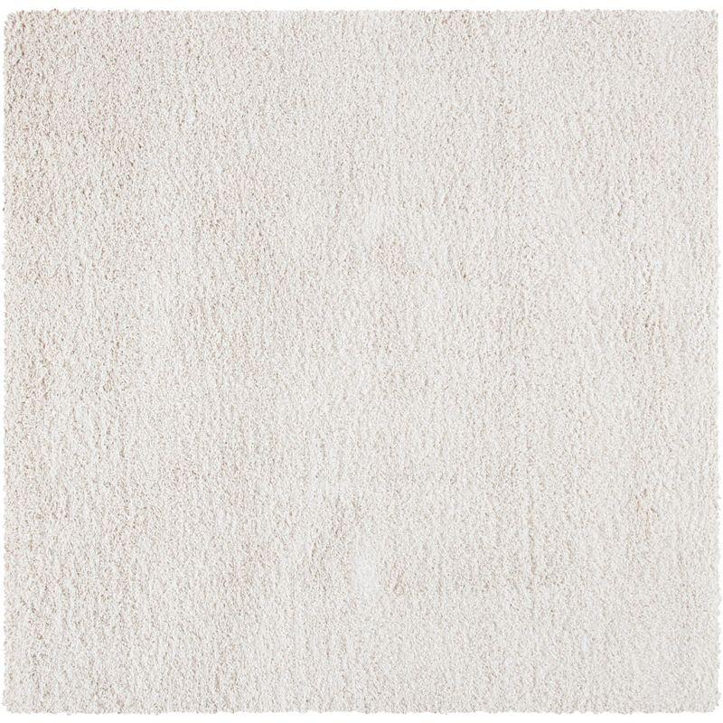 Ivory Square Synthetic Shag Area Rug 6'7"