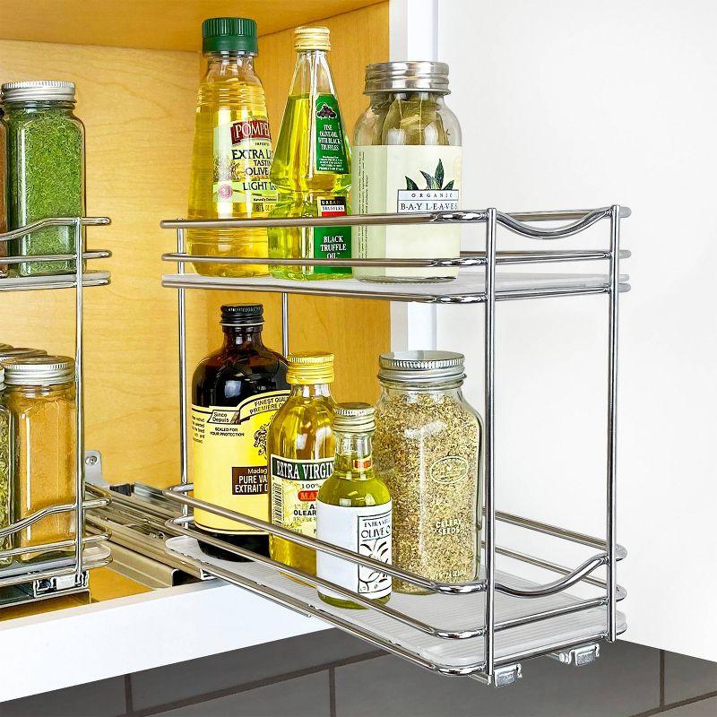 Chrome Double Tier Pull Out Spice Rack Organizer