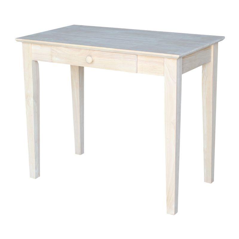 Solid Wood Writing Table Unfinished - International Concepts: 30"H, Hardwood, Narrow Design, 36" Width, Space Saver