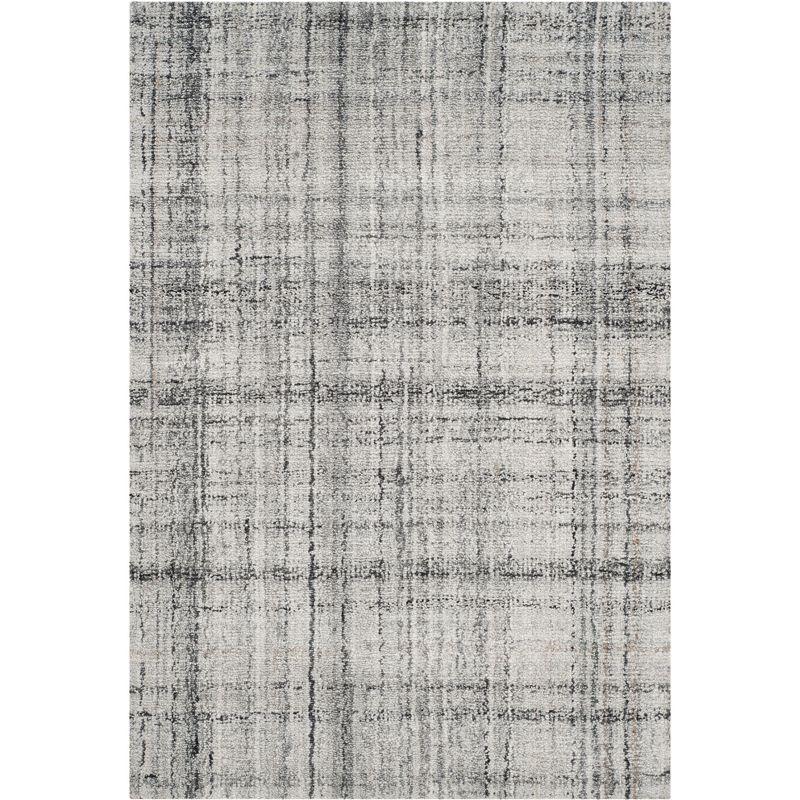 Abstract Grey and Black Hand-Tufted Wool Area Rug 2' x 3'