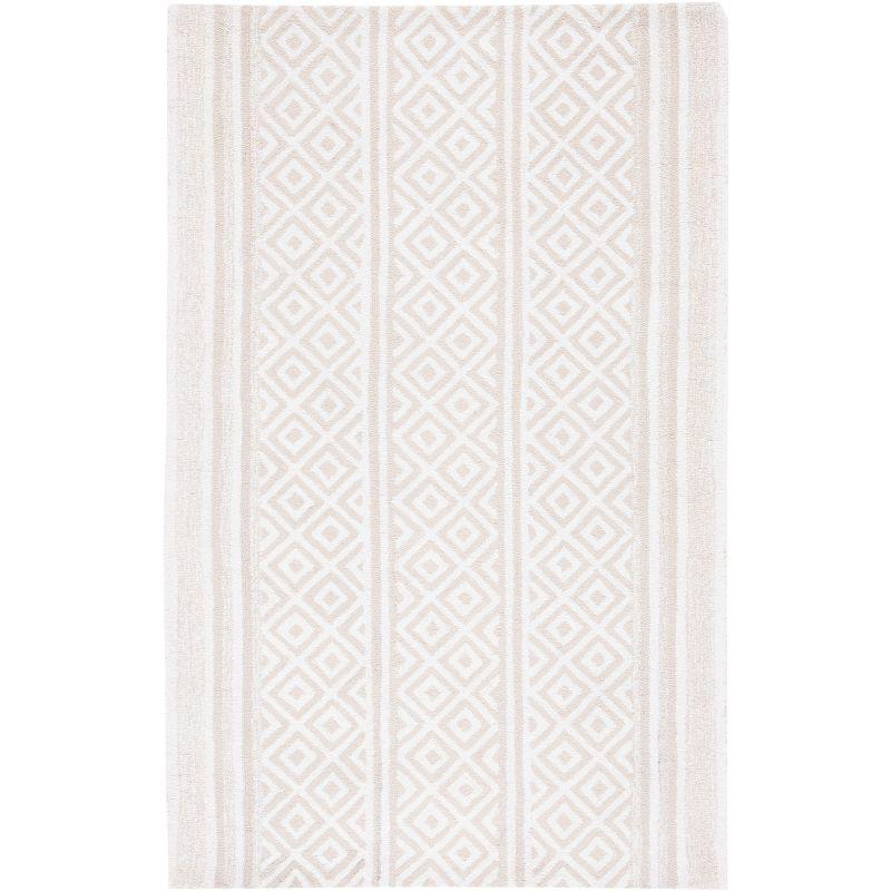 Ivory Beige Hand-Tufted Wool Viscose Rectangular Area Rug