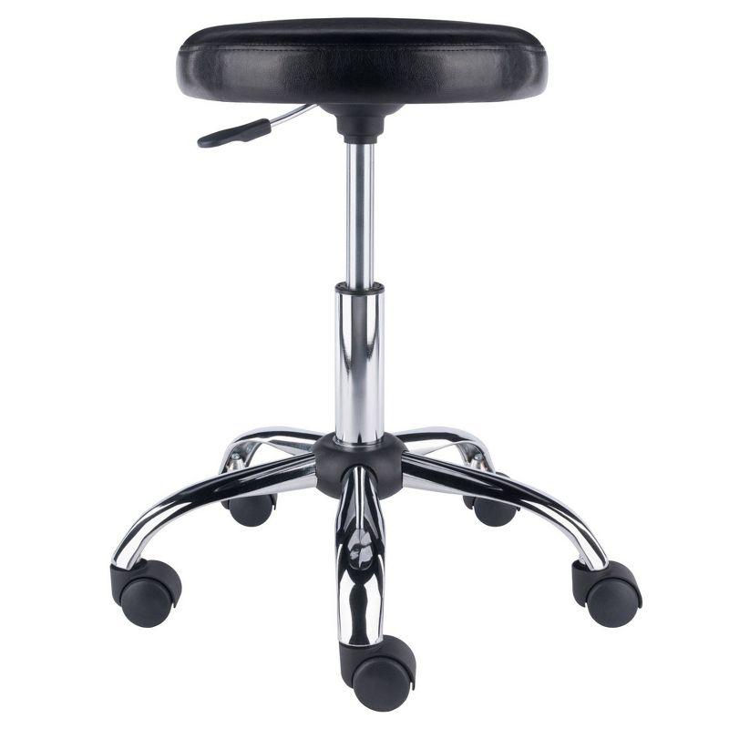 Clark Adjustable Height Swivel Bar Stool with Cushion Black - Winsome: Chrome Base, Office & Desk Chair with Casters