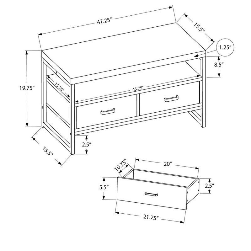 Monarch Specialties Tv Stand 48 Inch Console Media Entertainment Center Storage Drawers Laminate Metal Brown Black Contemporary Modern