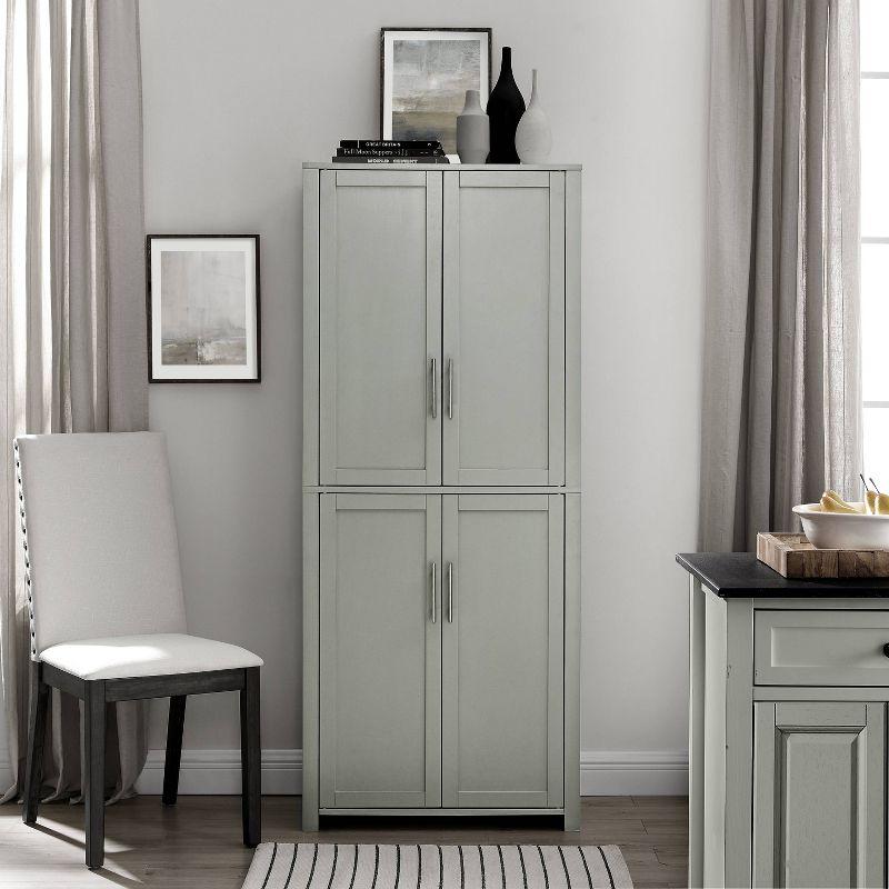 Savannah Tall Pantry Gray - Crosley: Shaker-Style Doors, Adjustable Shelves, Kitchen Storage