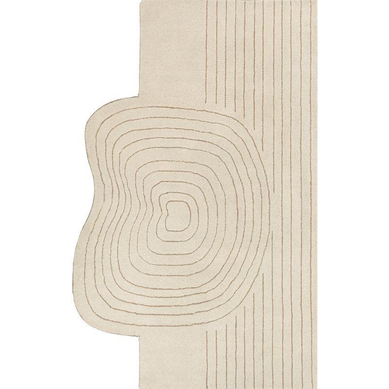 JONATHAN Y Retro Bohemian Abstract Striped Handwoven Wool Ivory/Beige 6 ft. x 9 ft. Area Rug