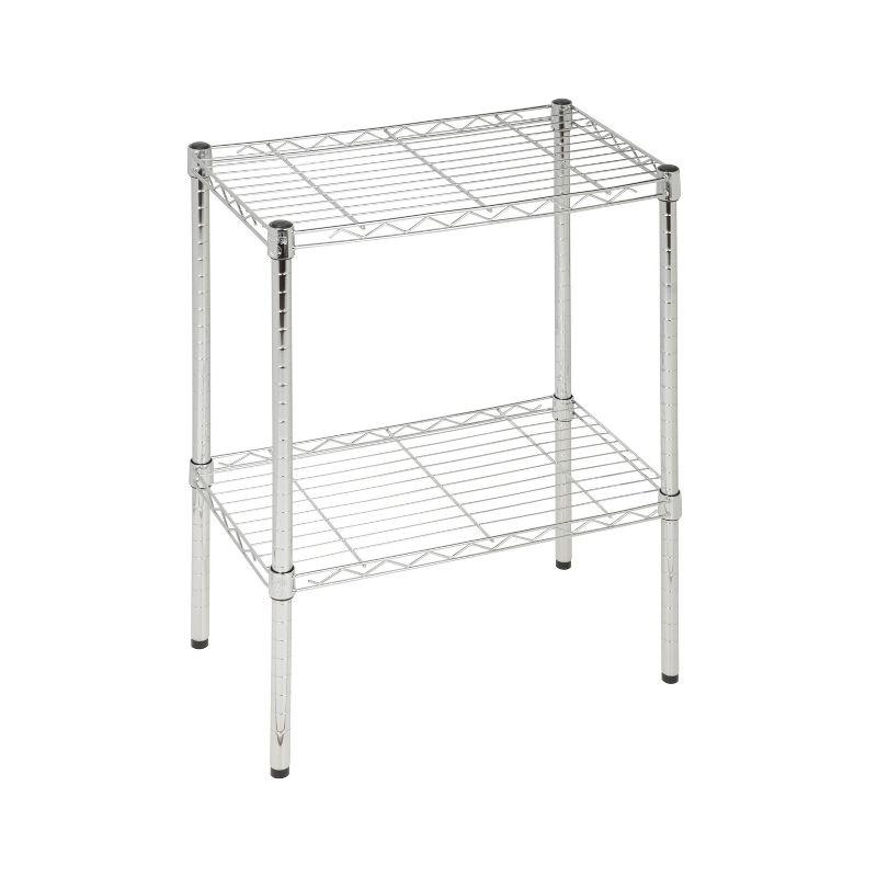 Honey-Can-Do 2 Tier Adjustable Storage Unit Chrome: Steel Wire Shelving, Universal Utility Storage, 250 lb Capacity