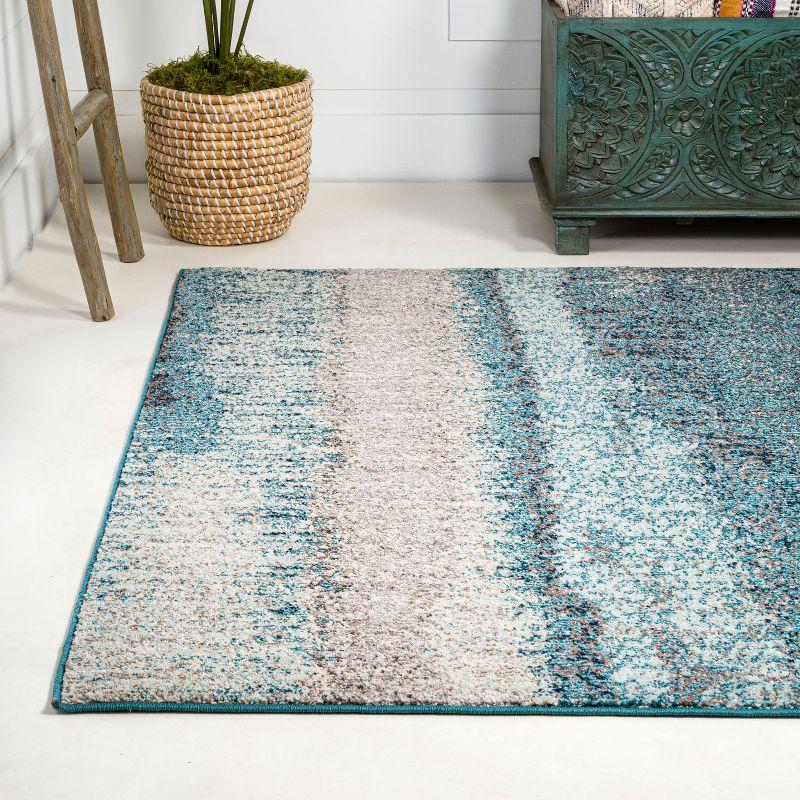 Serene Splash Cream/Turquoise Synthetic 5' x 8' Abstract Area Rug