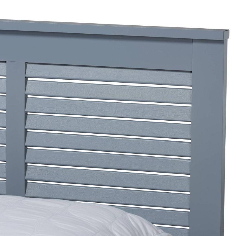 Gray Upholstered Wood Full Platform Bed with Headboard