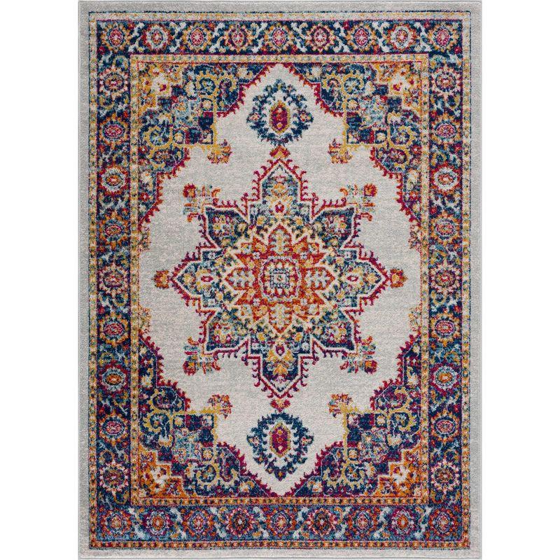 Hauteloom Istanbul Blue Medallion on Orange Area Carpet