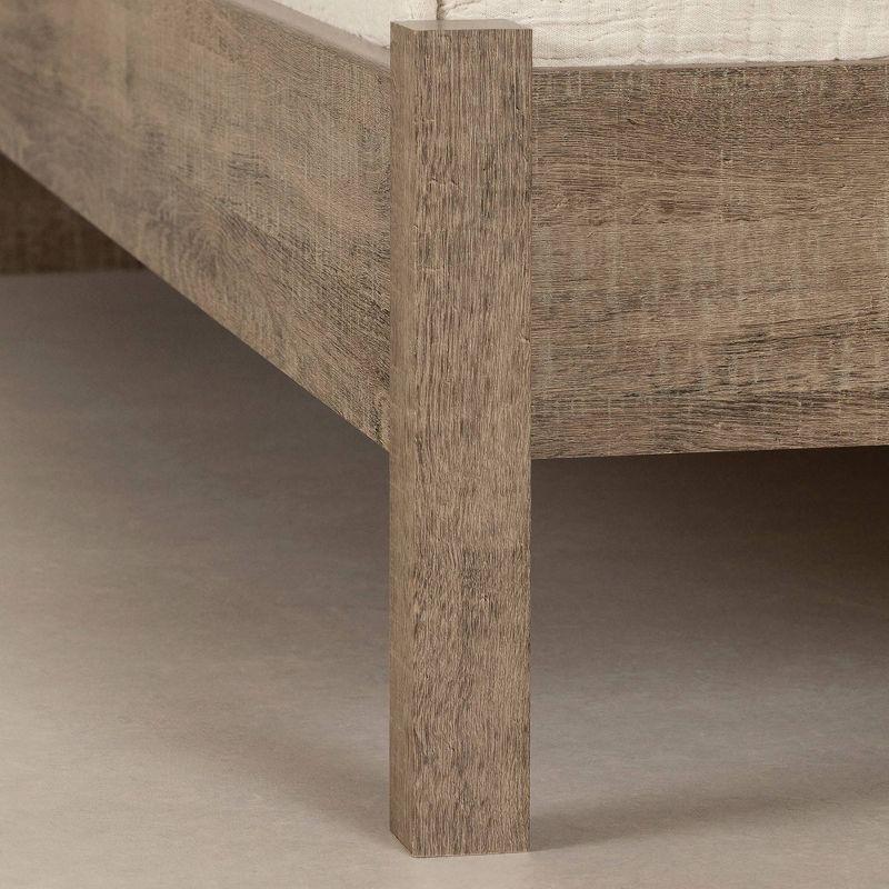 South Shore Queen Munich Platform Bed Set Weathered Oak : Laminated MDF Frame, No Box Spring Needed