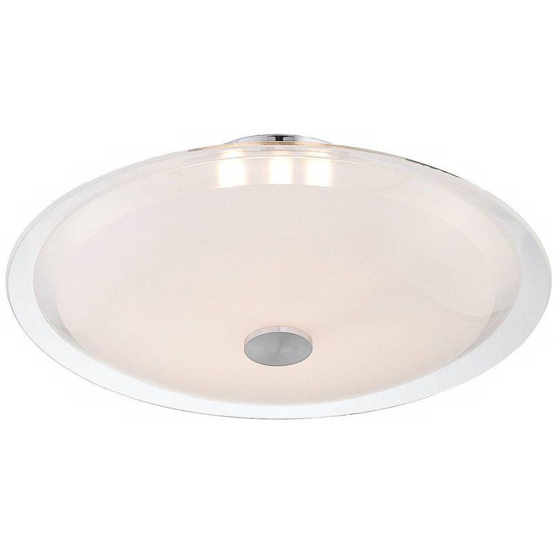 Possini Euro Design Modern Ceiling Light Semi Flush Mount Fixture 15" Wide Chrome 3-Light Clear Frosted Glass Disk for Bedroom Living Room Hallway