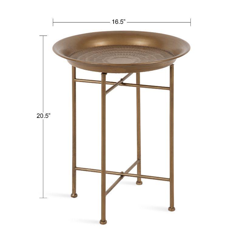 Mahdavi 20" Round Dark Gold Hammered Metal Tray End Table