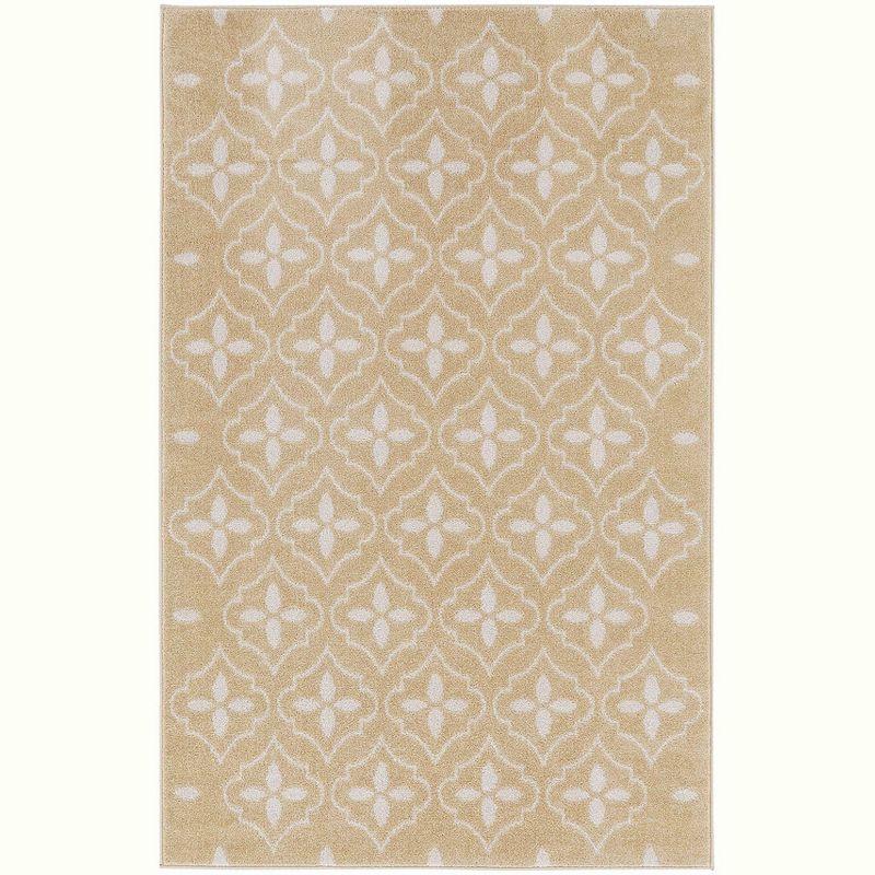 Beige Ivory Moroccan Trellis 4' x 6' Synthetic Area Rug