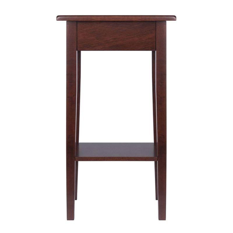Regalia Accent Table with Drawer, Shelf - Antique Walnut - Winsome: Small Telephone Stand, Occasional Storage
