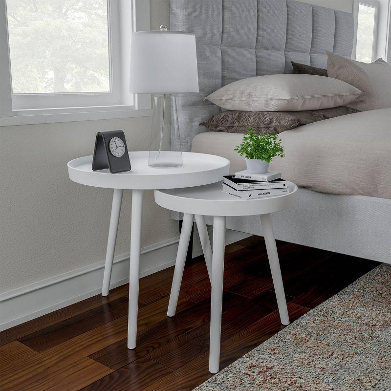 Nesting End Tables with Tray Top White - Yorkshire Home: 2-Piece Set, Wood Surface, MDF Frame
