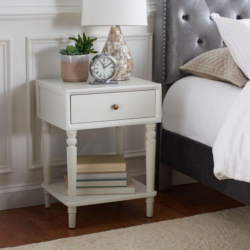 Transitional Shady White Poplar Nightstand with Storage Drawer