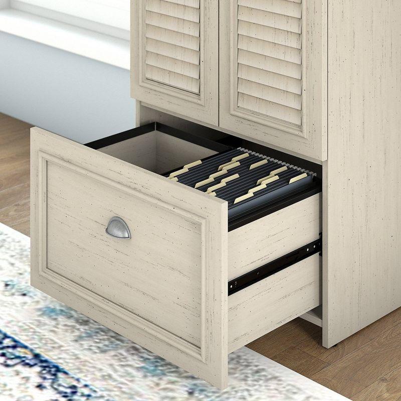 Fairview Storage Cabinet with Drawer White - Bush Furniture: Modern Farmhouse Style, Antique Pewter Hardware