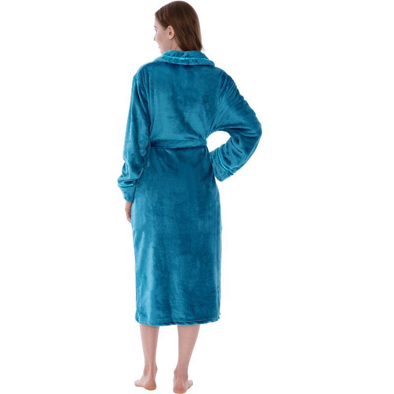 PAVILIA Fleece Robe For Women, Plush Warm Bathrobe, Fluffy Soft Spa Long Lightweight Fuzzy Cozy, Satin Trim