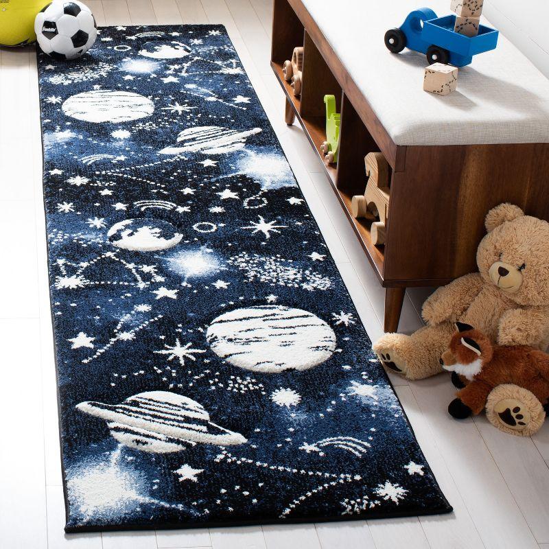 Dark Blue and Light Blue Kids Space Runner Rug