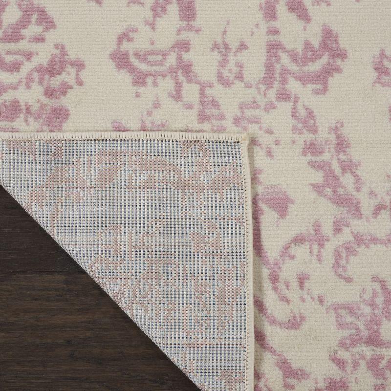 Nourison Jubilant 2'3" x 7'3" (7' Runner) Ivory/Pink Area Rug Farmhouse Vintage Damask by Nourison