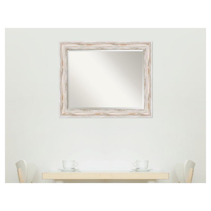33" x 27" Alexandria White Wash Framed Wall Mirror - Amanti Art: Beveled, No Assembly Required