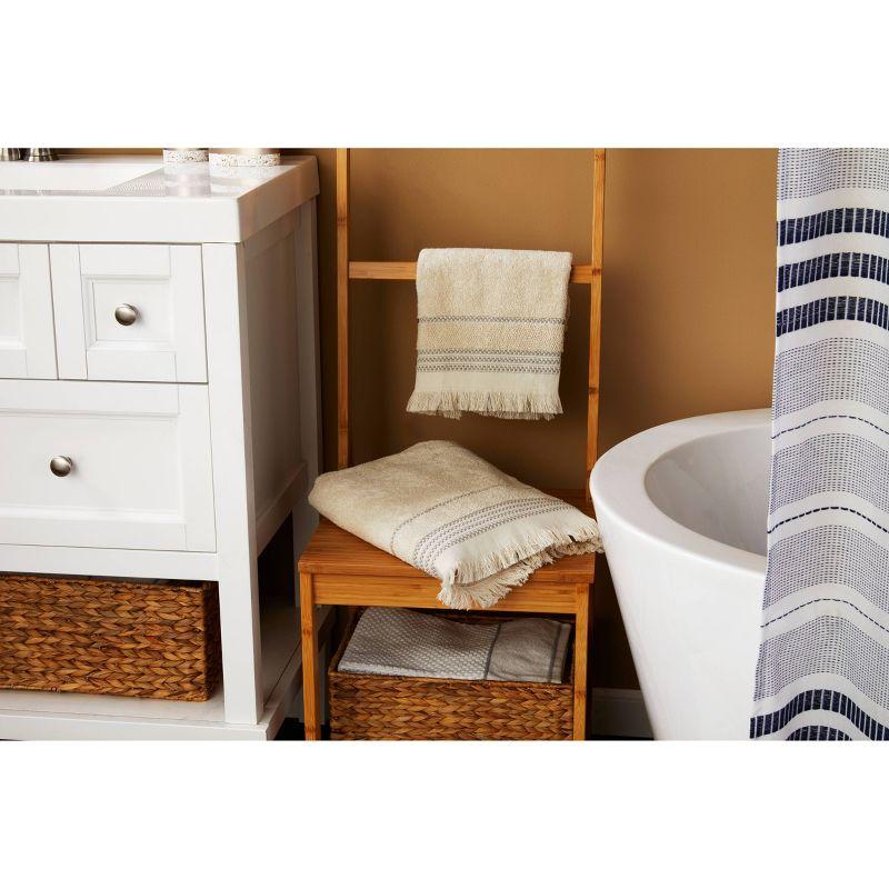 Jude Fringe Bath Towel Dark Taupe - Saturday Knight Ltd.: 100% Cotton, Midweight, Reversible, Terry Cloth