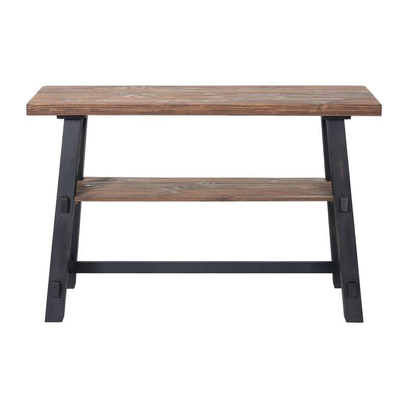 Adam 51'' Distressed Black Solid Wood Console Table with Shelf