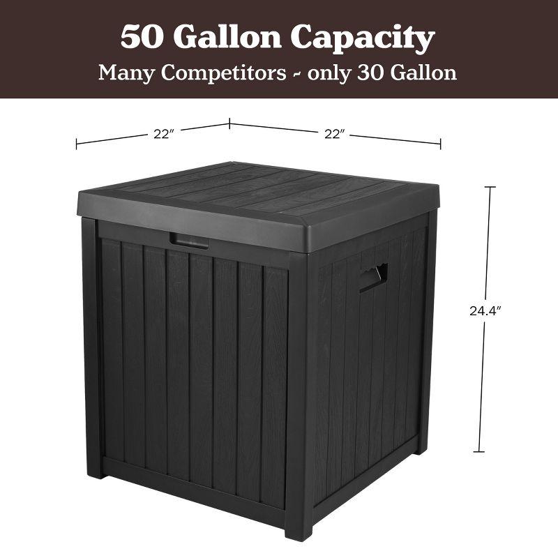 Black 50 Gallon Lockable Plastic Deck Storage Box