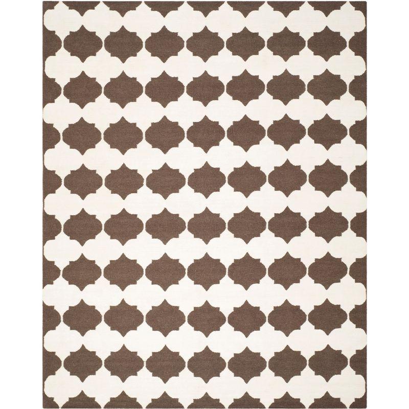 Dhurries DHU624 Hand Woven Area Rug - Brown/Ivory - 8'x10' - Safavieh.