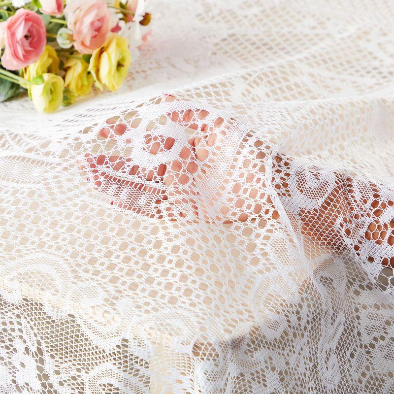 Juvale White Lace Tablecloth for Rectangular Tables, Vintage Style Wedding Table Cloths for Formal Dining, 60 x 97 In