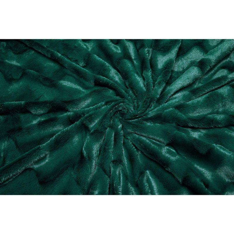 Chanasya Soft Wave Faux Fur Throw Blanket With Reversible Faux Shearling - 50" x 65” - Teal