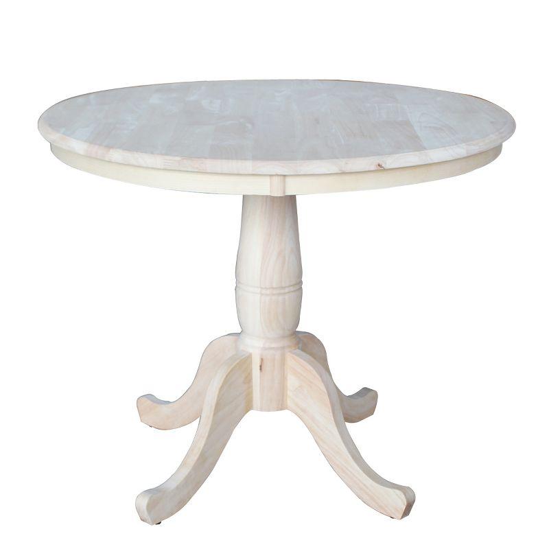 36" Round Top Pedestal Dining Table Unfinished - International Concepts