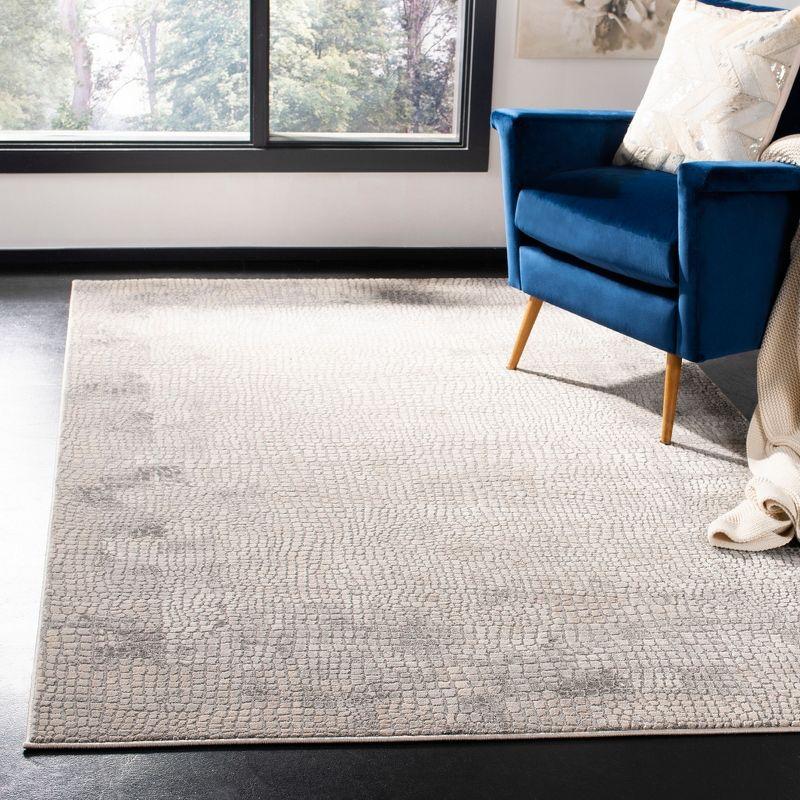 Abstract Gray Hand-Knotted Easy Care Synthetic Area Rug