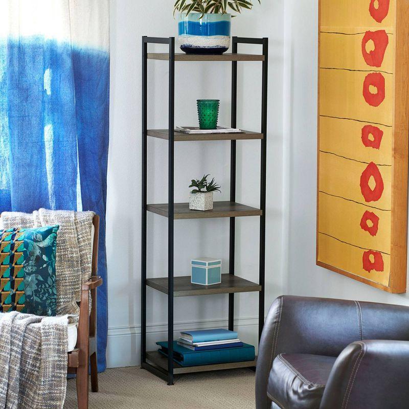 Household Essentials 59.1" Jamestown Narrow 5 Shelf Bookshelf Ashwood