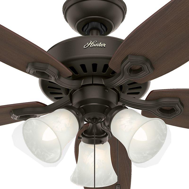 52" Builder Plus 5 - Blade Standard Ceiling Fan with Pull Chain and Light Kit Included