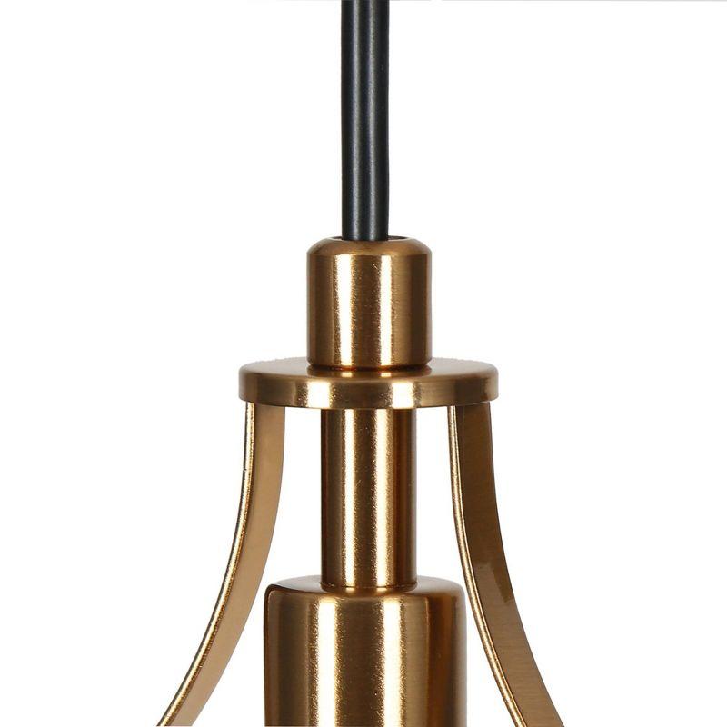 LNC Capensis Matte Black and Polished Gold Shaded LED Dry Rated Chandelier