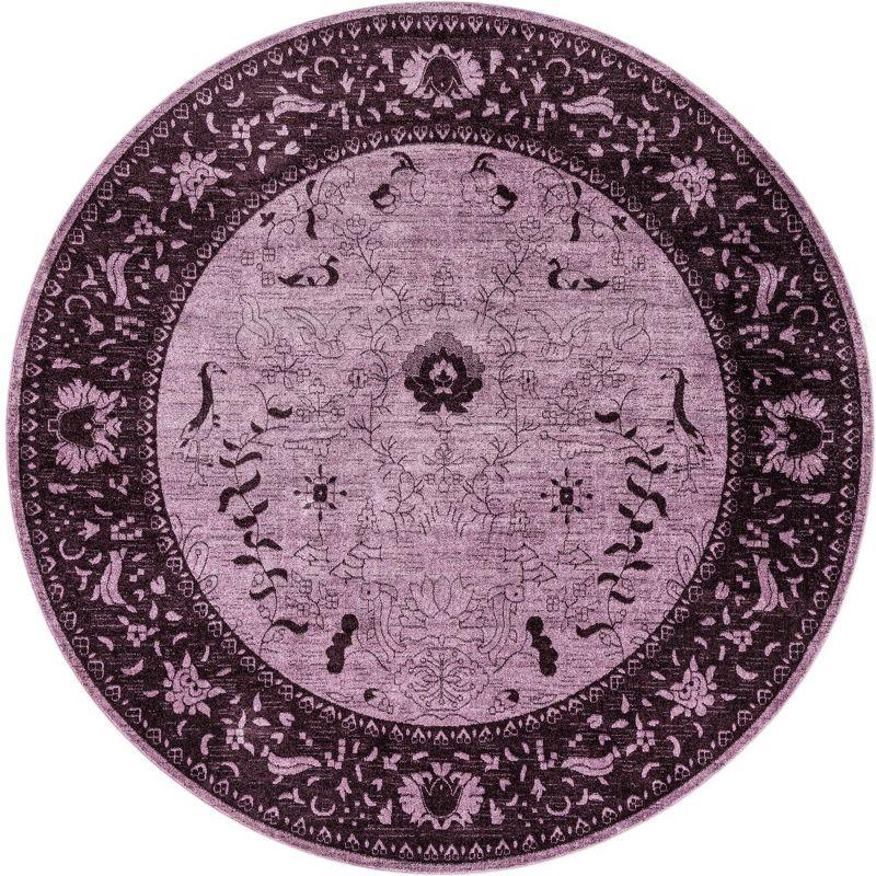 Unique Loom 12' 2 x 12' 2 Round Purple La Jolla Floral Area Rug