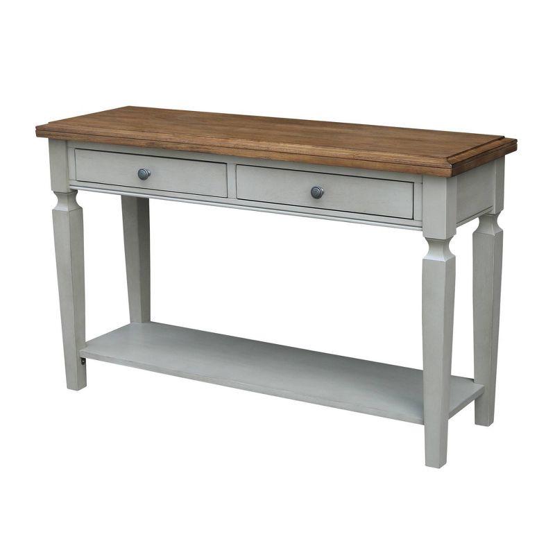 Vista Hickory Stone Finish Solid Wood Console Table with Storage