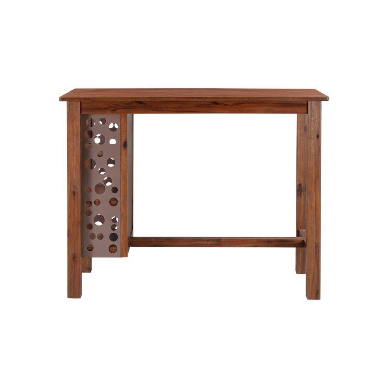 Rectangular Brittany Bar Table with Storage Shelves, Acacia Wood - Boraam: 3-Tier, Rustic Style