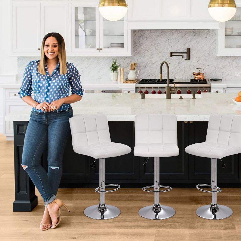 Bar Stools 1 Set Of 2, Counter Height Bar Stools, Square Cushion Bar Stools With Back, Footstool, Cafe, 2 Pieces