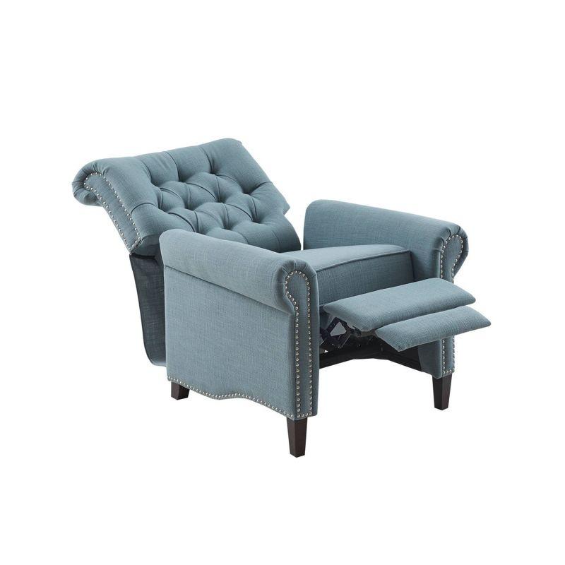Zak Recliner Blue: Madison Park, Polyester & Linen Upholstery, Wood Frame, Foam Fill, Spot Clean