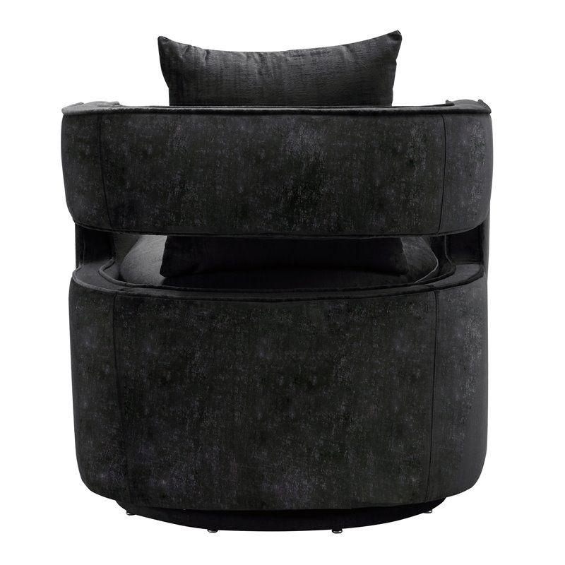 TOV Furniture Kennedy 17.8" Transitional Velvet Swivel Accent Chair in Black