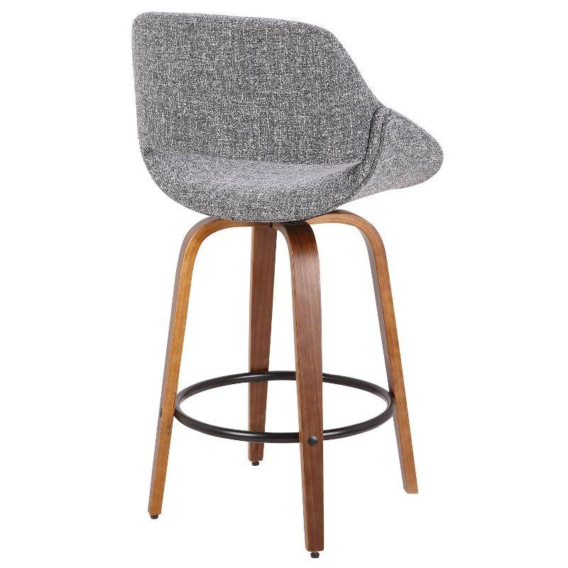 Set of 2 Fabrico Mid-Century Modern Counter Height Barstools: Walnut Legs, Polyester Upholstery - LumiSource