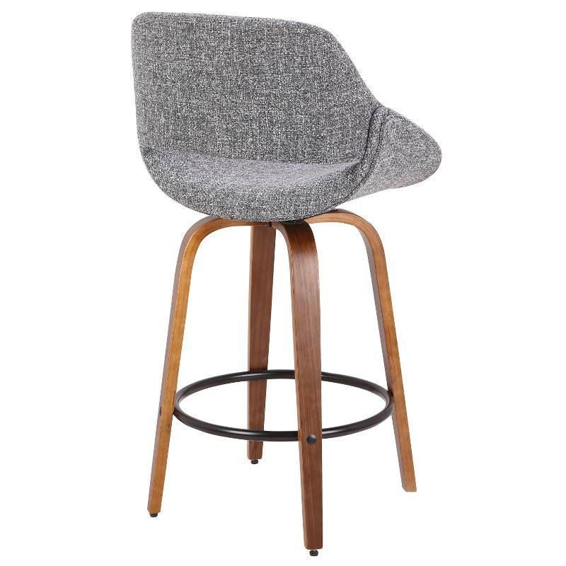 Walnut & Grey Swivel Mid-Century Modern Counter Stool, Set of 2