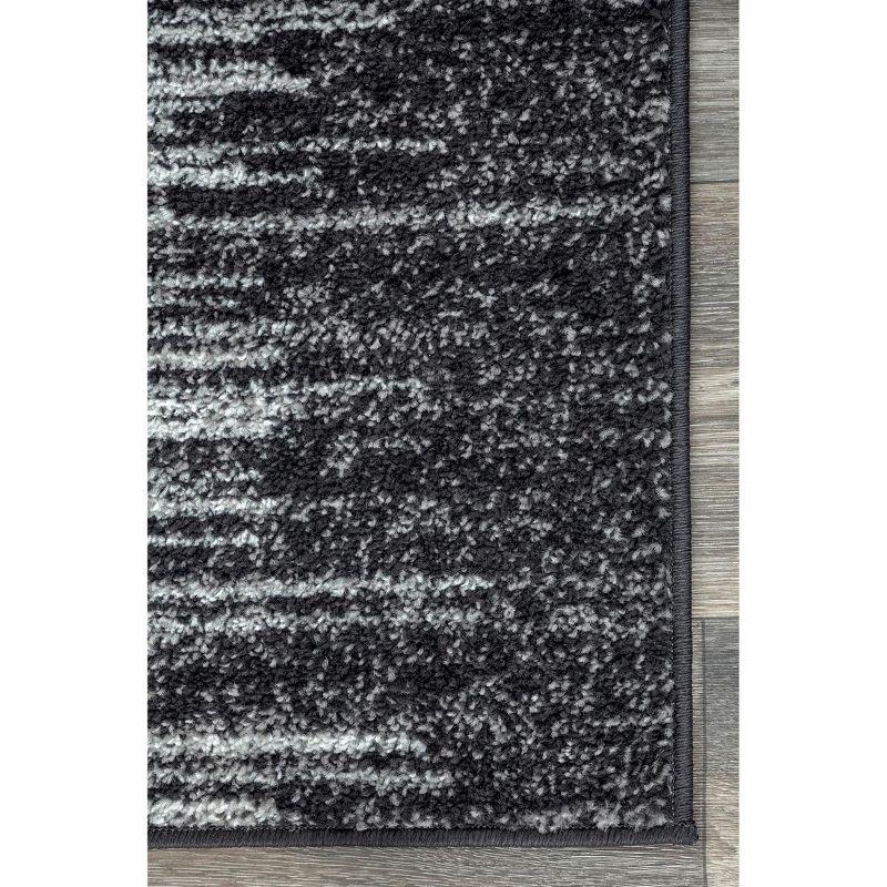 Gray and Black Rectangular Reversible Synthetic Area Rug